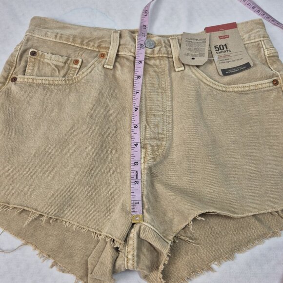 Levi’s 501 Women's Shorts Size 29 High Rise Raw Hem Distressed Light Brown (56) - Picture 10 of 10